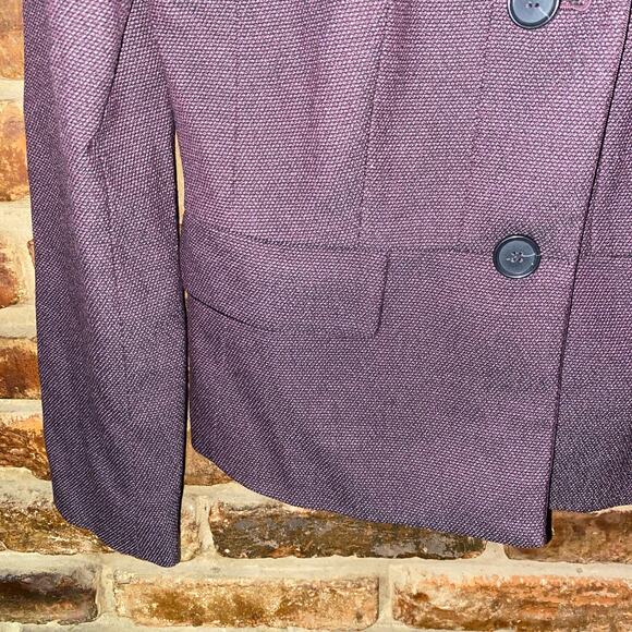Ann Taylor Burgundy Tweed Button Down Jacket Women's Size 0 - Picture 3 of 6